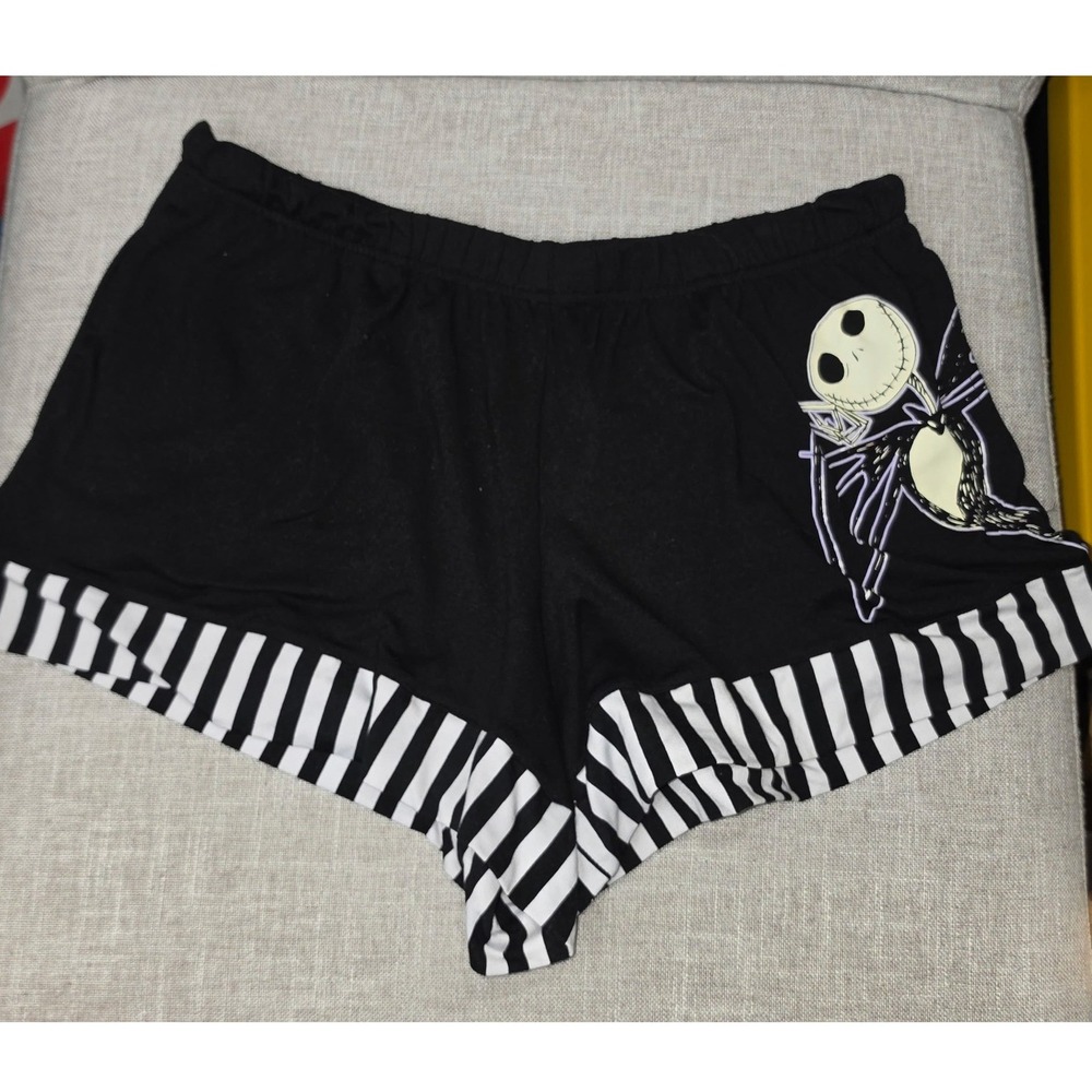 Disney Nightmare Before Christmas Jack Skellington Pajama Shorts Black Medium